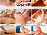 Fotos com o passo a passo sobre como fazer massagem nas costas